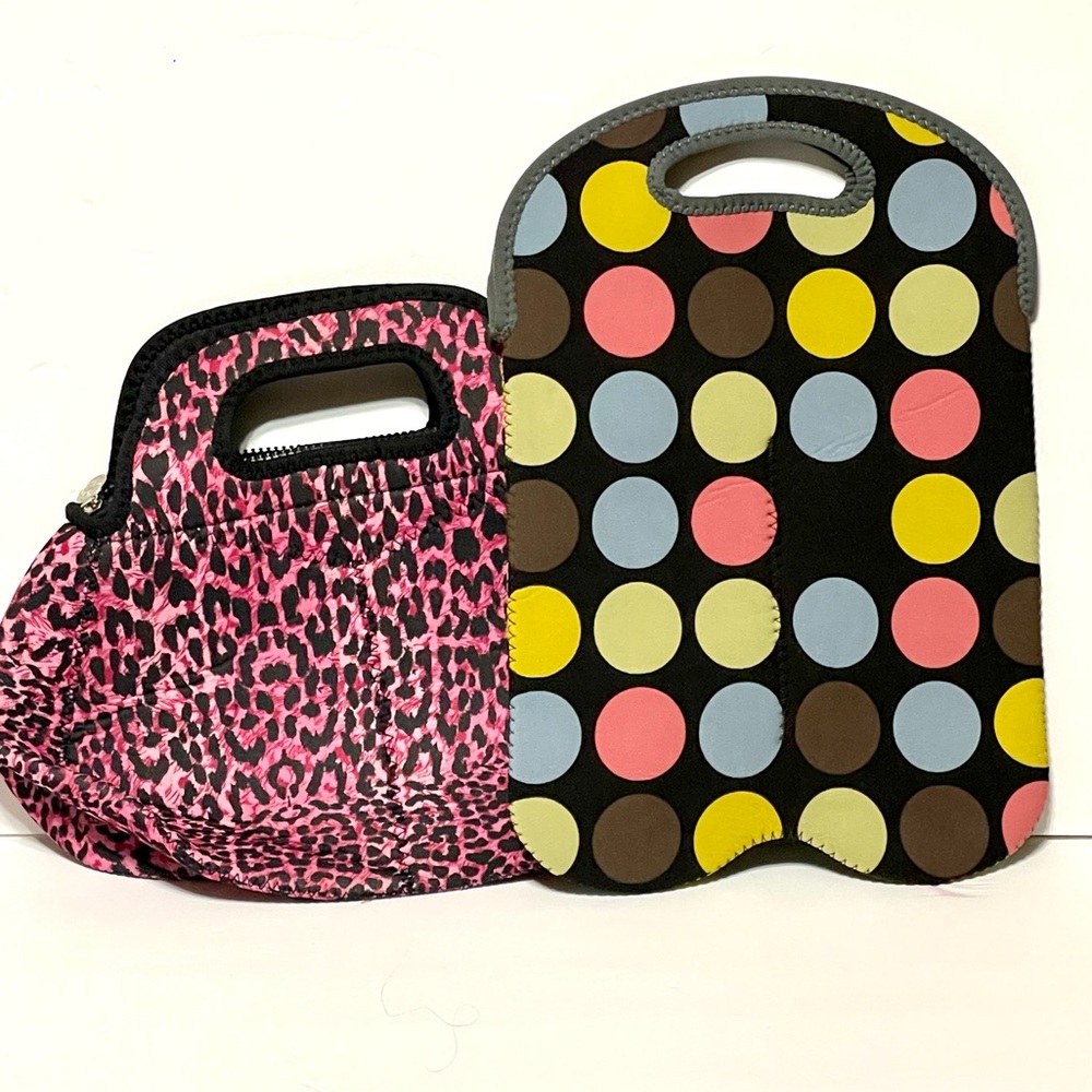 Set of 2 Insulated Light-weight Carriers. Lunch and Double Wine carrier